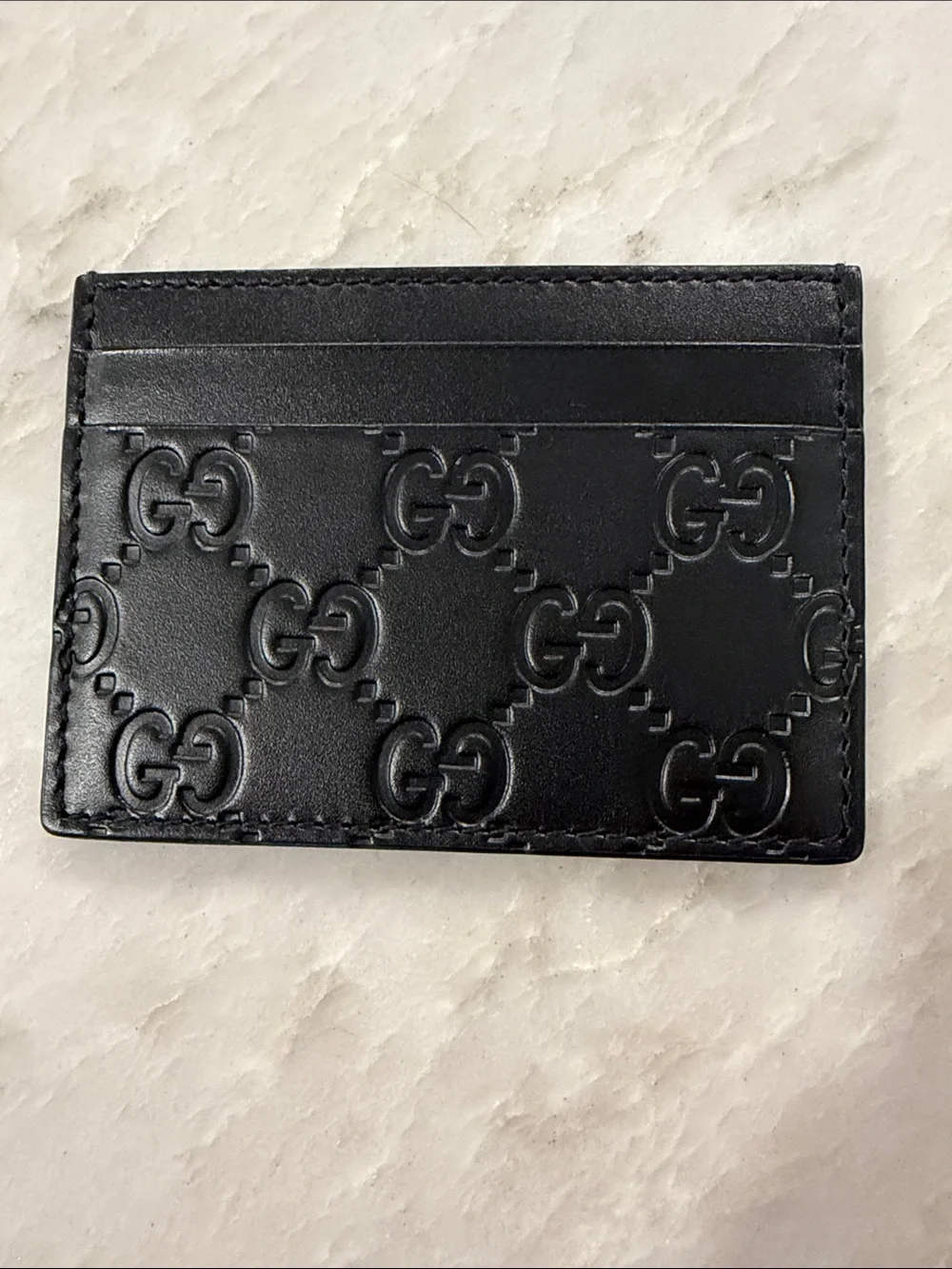 Gucci Black Embossed Leather Card Case
